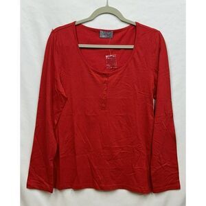 NWOT K.Jordan Red Top Long Sleeve‎ Tshirt Classic Medium 100% Cotton